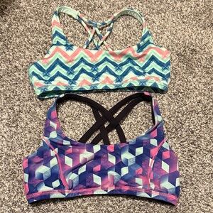 Ivivva Girls Two Sports Bra Black Purple and Green Pink Size 10